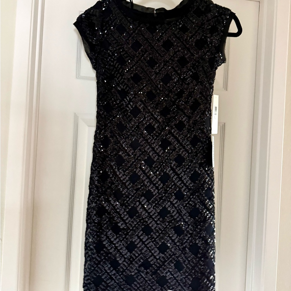 Eliza J Black Sequin Midi Sheath Dress Brand New with tags